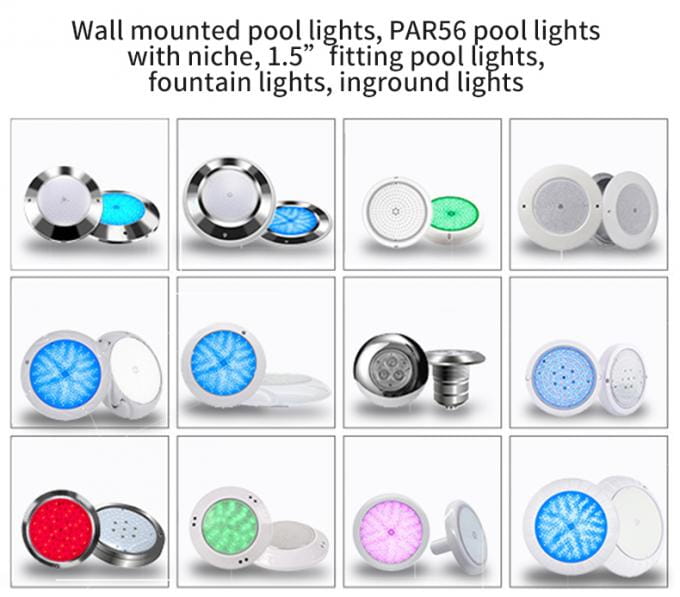 Resin Filled IP68 Fiberglass Pool Light Replacement SMD2835 Plastic 7