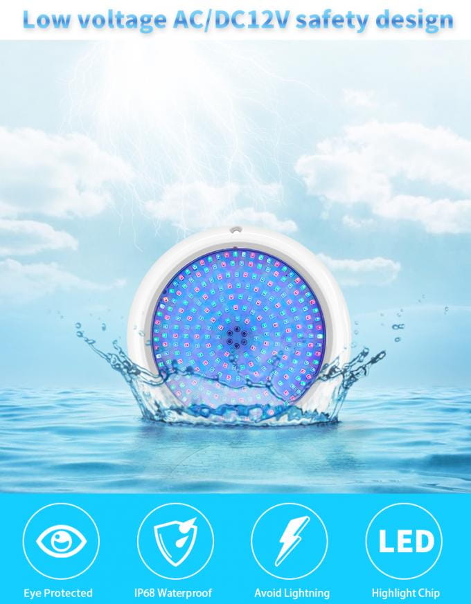 Wall Mounted 160MM Swimming Pool Lights , Resin Filled RGB LED Pool Lights 4