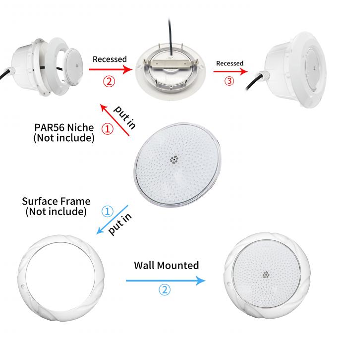 Flat Slim PAR56 LED Pool Bulb Light Resin Filled 18W 35W RGB White Color 5