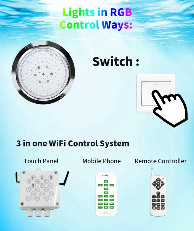 Stainless Steel Swimming Pool RGB Lights Color Changing Acid Proof SMD2835 3