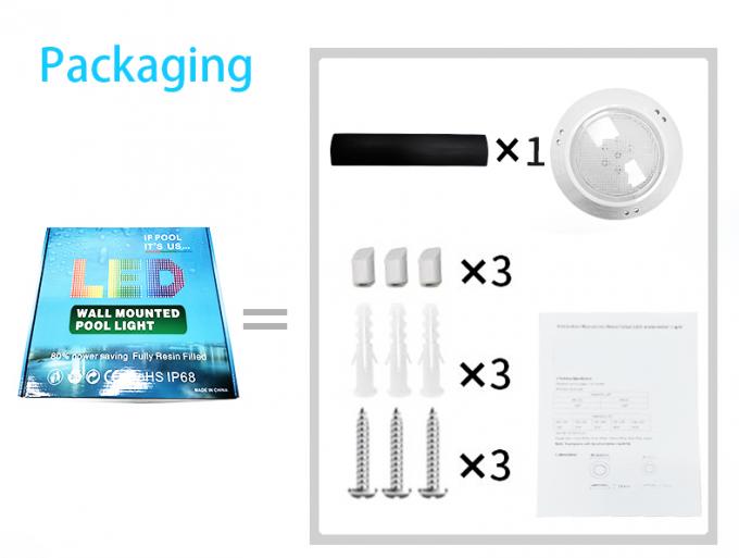 Anti UV 6W 10W Spa Pool Lights , 150MM Surface Mount LED Pool Light 5